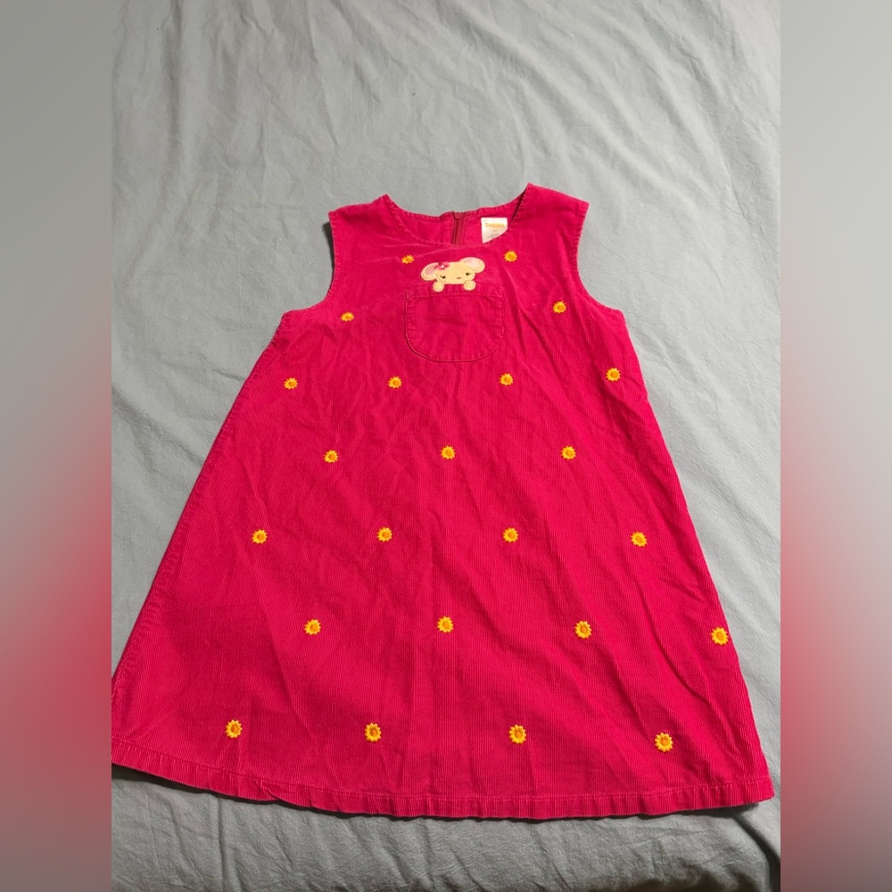 Pink Sleeveless Dress with Yellow Floral Embroidery